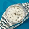 Rolex Day-Date Platinum 18346 - Silver Diamonds Dial and Factory Diamond Bezel - Rolex Warranty - immagine 2