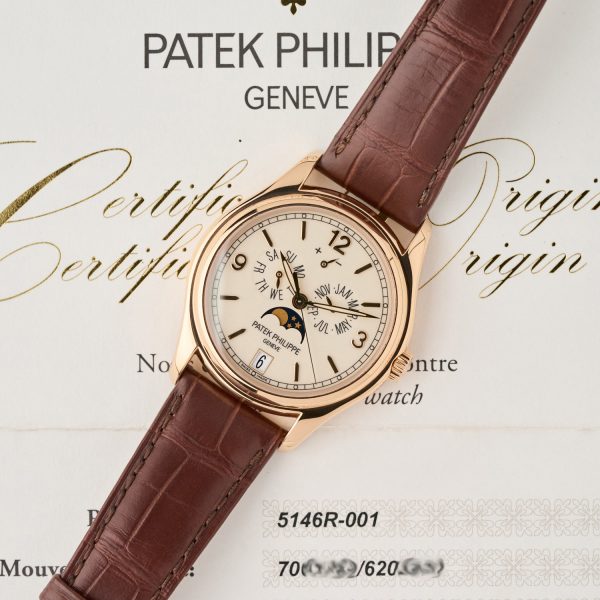 Patek Philippe Annual Calendar 5146R - 18K Rose Gold - Lacquer Cream Dial - Like New - Warranty