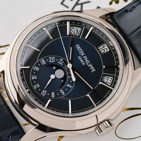 Patek Philippe Annual Calendar 5205G - 18K White Gold - Blue Dial - Full Set - Like New - Image 2