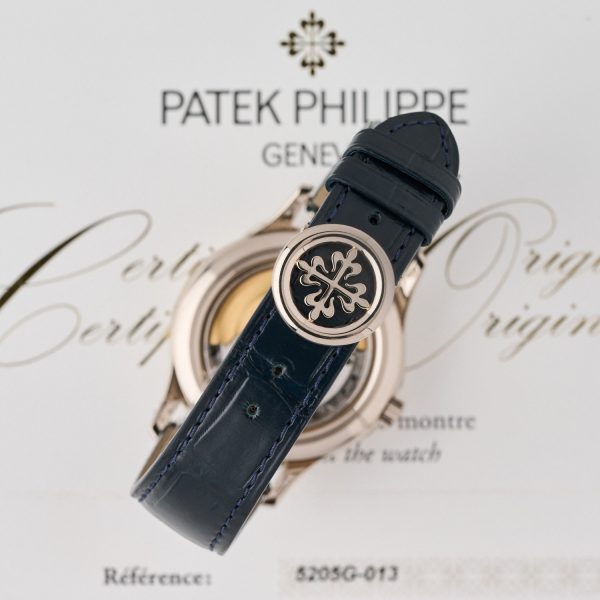 Patek Philippe Annual Calendar 5205G - 18K White Gold - Blue Dial - Full Set - Like New - Image 5